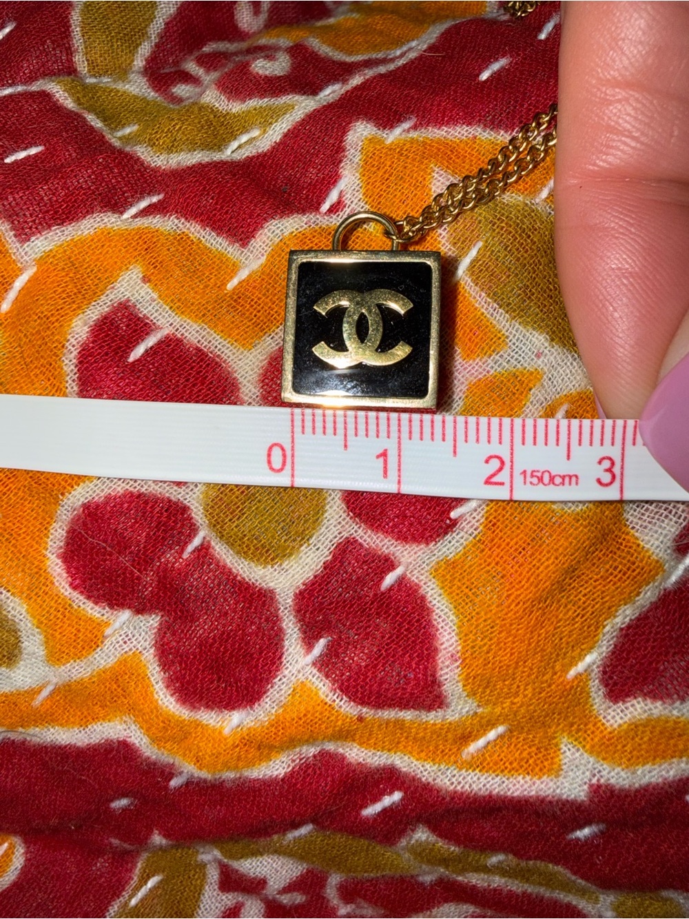 CHANEL Gold and Black Chunky Square CC Pendant on 17”Chain with 1.5” extender - Picture 11 of 13